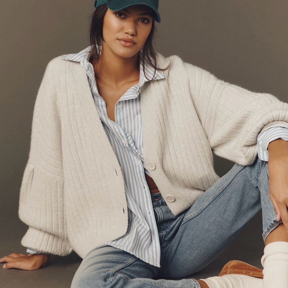 NEW! By Anthropologie Ribbed Wool Blend Cardigan